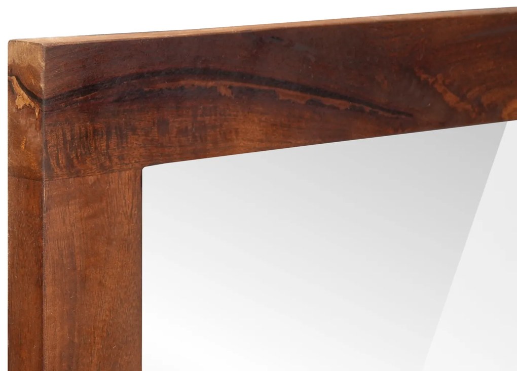 vidaXL Καθρέφτης Καφέ, ασημί 50 x 70 cm Στερεό ξύλο μάνγκο, γυαλί