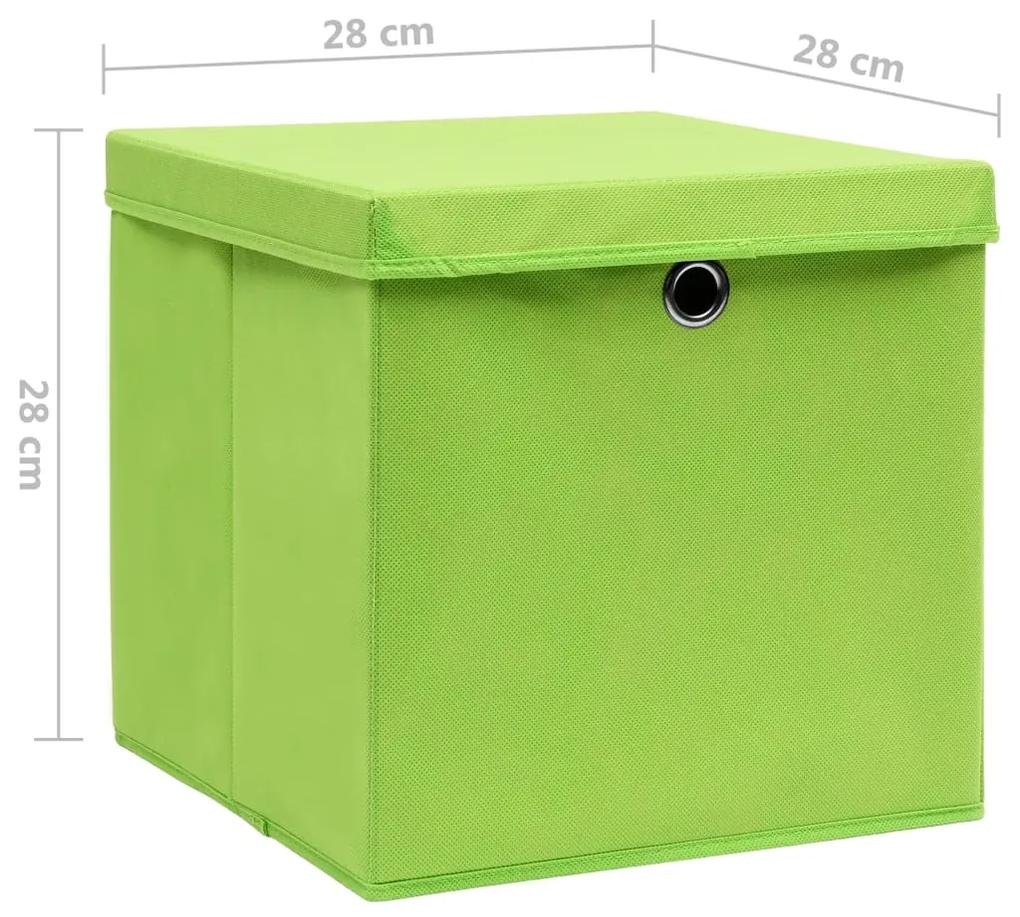 vidaXL Κουτιά Αποθήκευσης με Καπάκια 10 τεμ. Πράσινα 28 x 28 x 28 εκ.