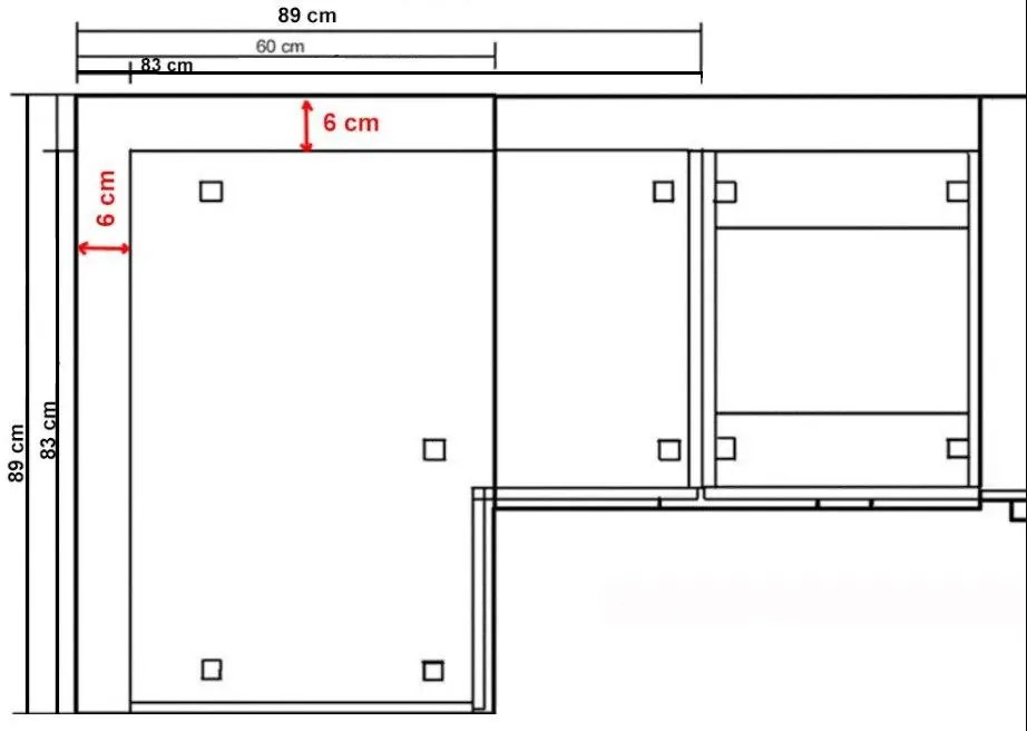Επιδαπέδιο ντουλάπι γωνιακό Modernus 90x90 DN 2F BB