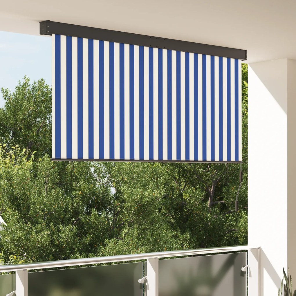 vidaXL Εξωτερικό ρολό Striped Μπλε και λευκό 200 x 250 εκ. ύφασμα