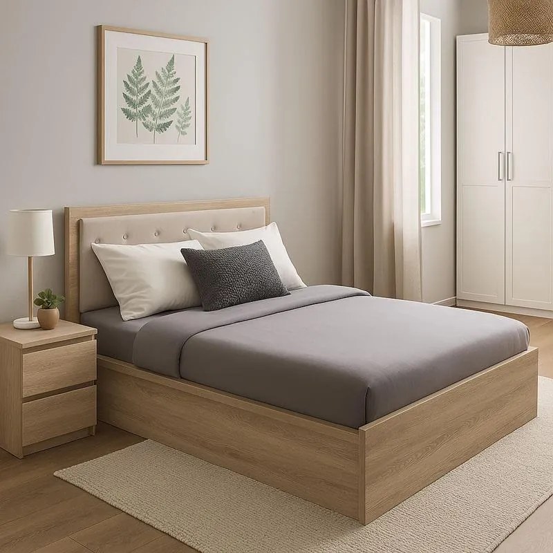 Κρεβάτι διπλό Vita Plus μελαμίνη σε sonoma απόχρωση 160x200εκ 160x200x95 εκ.