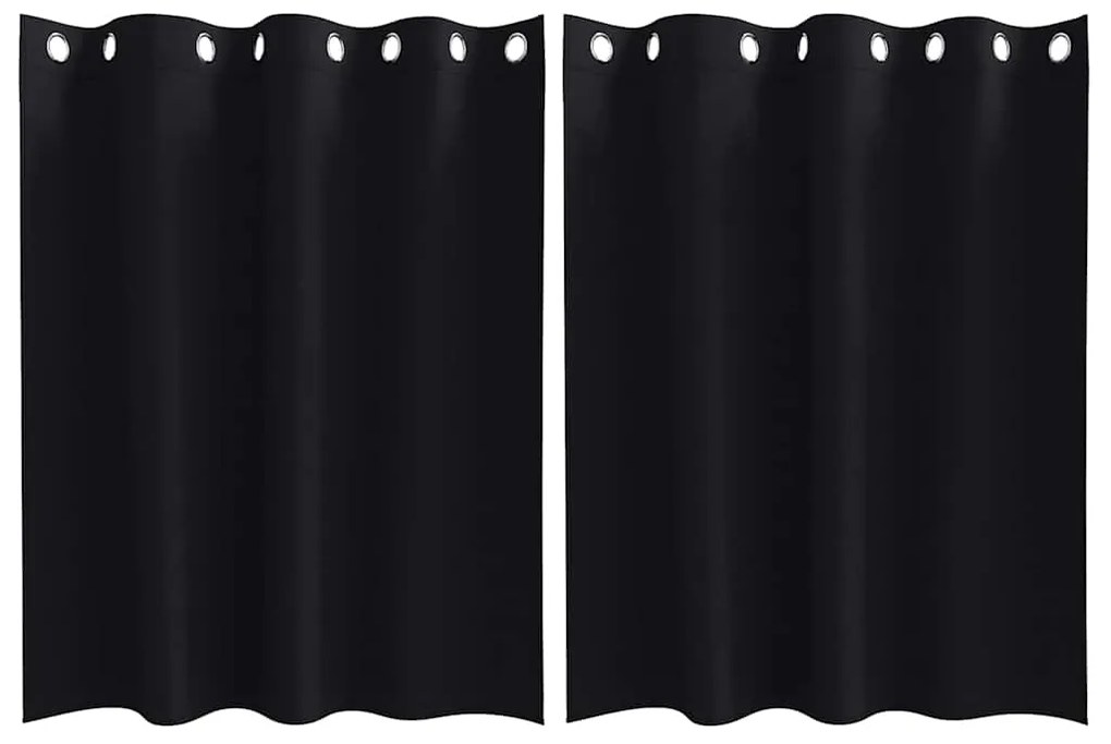 vidaXL Κουρτίνες με κουρτίνες 2 pcs Μαύρο 140x140cm Πολυεστέρας