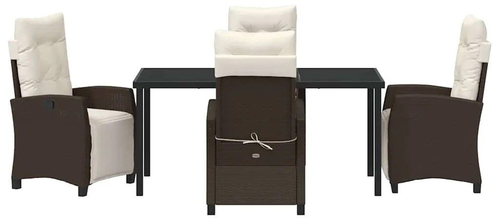 vidaXL Σέτ φαγητού για κήπο με μαξιλάρι 5 pcs Καφέ συνθετικό ρατάν