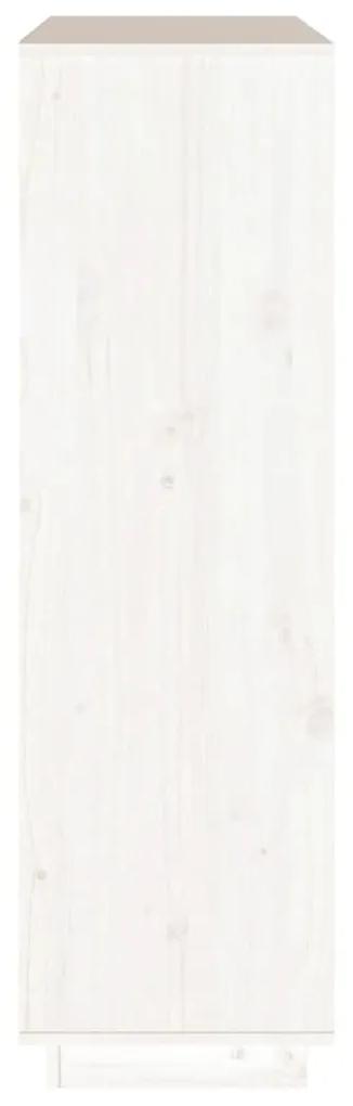 vidaXL Ντουλάπι Ψηλό Λευκό 110,5x35x117 εκ. από Μασίφ Ξύλο Πεύκου