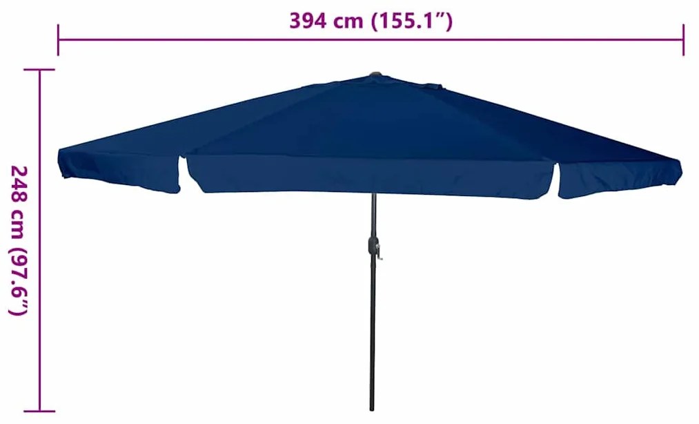 vidaXL Ομπρέλα Κήπου Αζούρ μπλε 395 x 395 x 245 εκ.