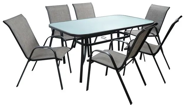 ΣΕΤ ΤΡΑΠΕΖΑΡΙΑ ΓΚΡΙ ΜΕΤΑΛΛΙΚΗ 7ΤΜΧ ΜΕ 6ΚΑΡΕΚΛΕΣ ΚΑΙ ΤΡΑΠΕΖΙ 160Χ90 HM5206.01