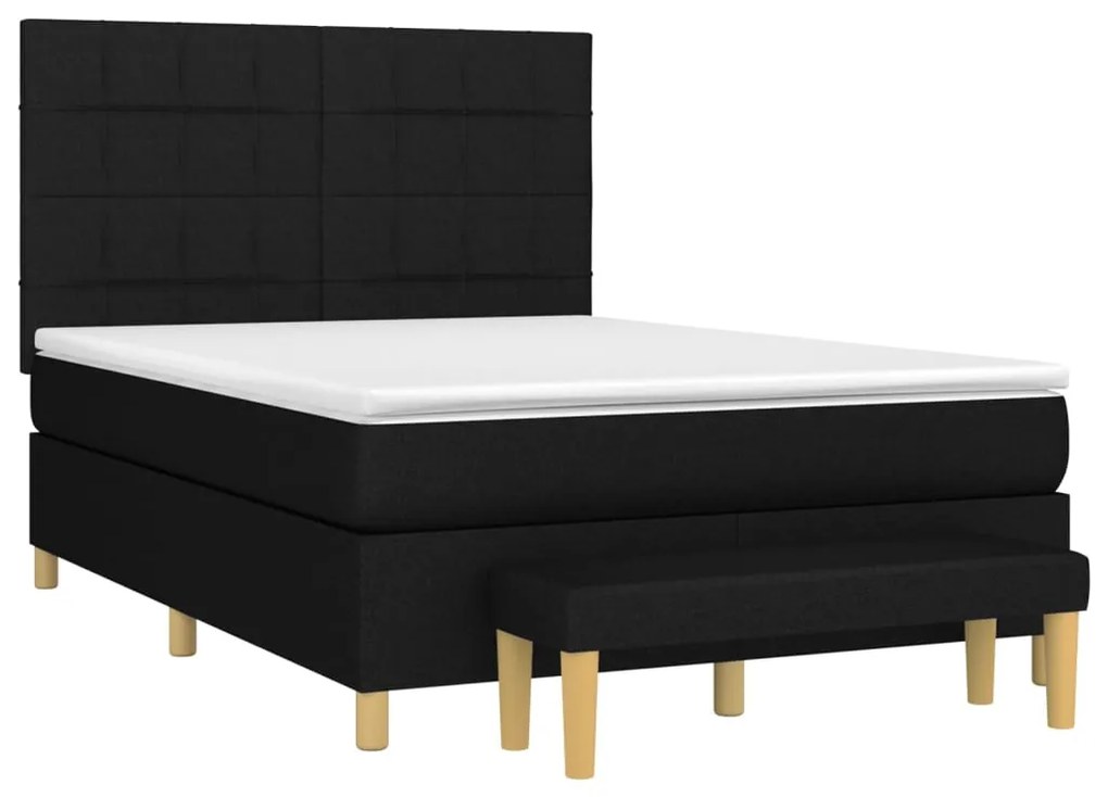 vidaXL Κρεβάτι Boxspring με Στρώμα Μαύρο 140x190 εκ. Υφασμάτινο