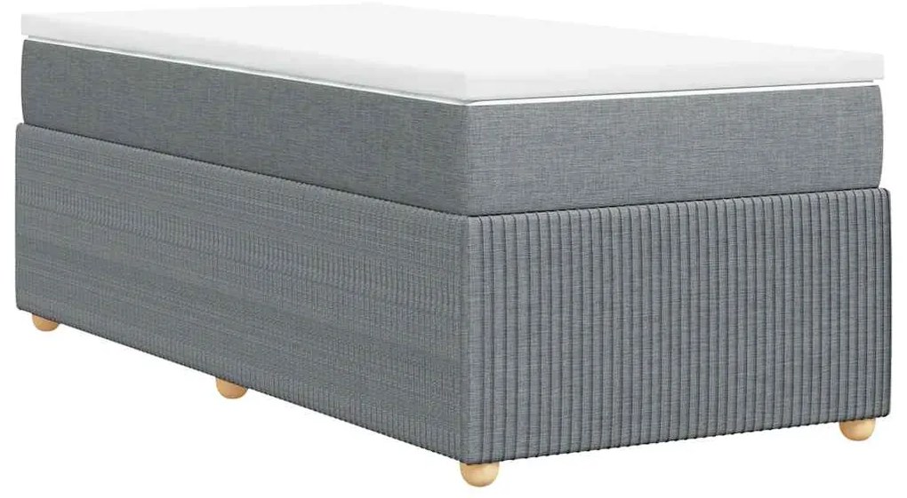 vidaXL Κρεβάτι Boxspring με Στρώμα Ανοιχτό Γκρι 90x190 εκ. Υφασμάτινο