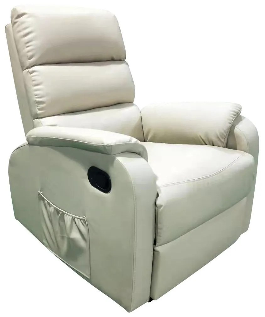 14340012 Πολυθρόνα Relax Με Μασάζ ΗΑΝΑ Μπεζ PU 77x90x99cm Μέταλλο/PU/Ξύλο, 1 Τεμάχιο