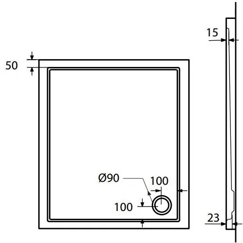 Ντουζιέρα Sirene Extra Flat τετράγωνη-90 x 90 εκ.