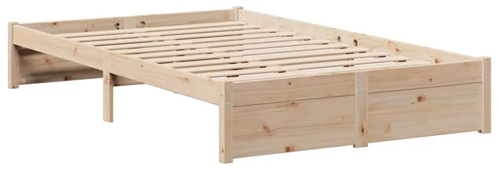 Κρεβάτι Βιβλιοθήκη Χωρίς Στρώμα 120x190 εκ Μασίφ Ξύλο Πεύκου - Καφέ