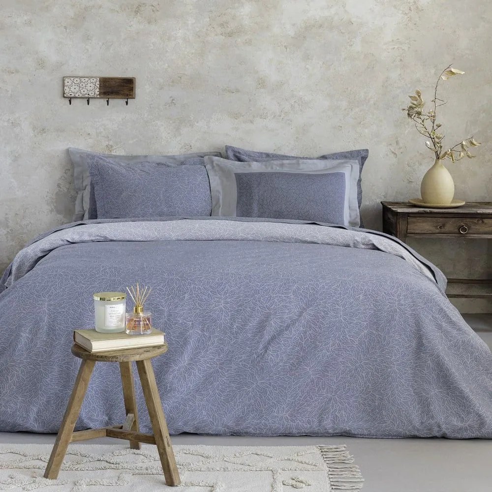 Σεντόνια Satori (Σετ 4τμχ) Blue-Grey Nima Υπέρδιπλο 240x270cm 100% Βαμβακοσατέν