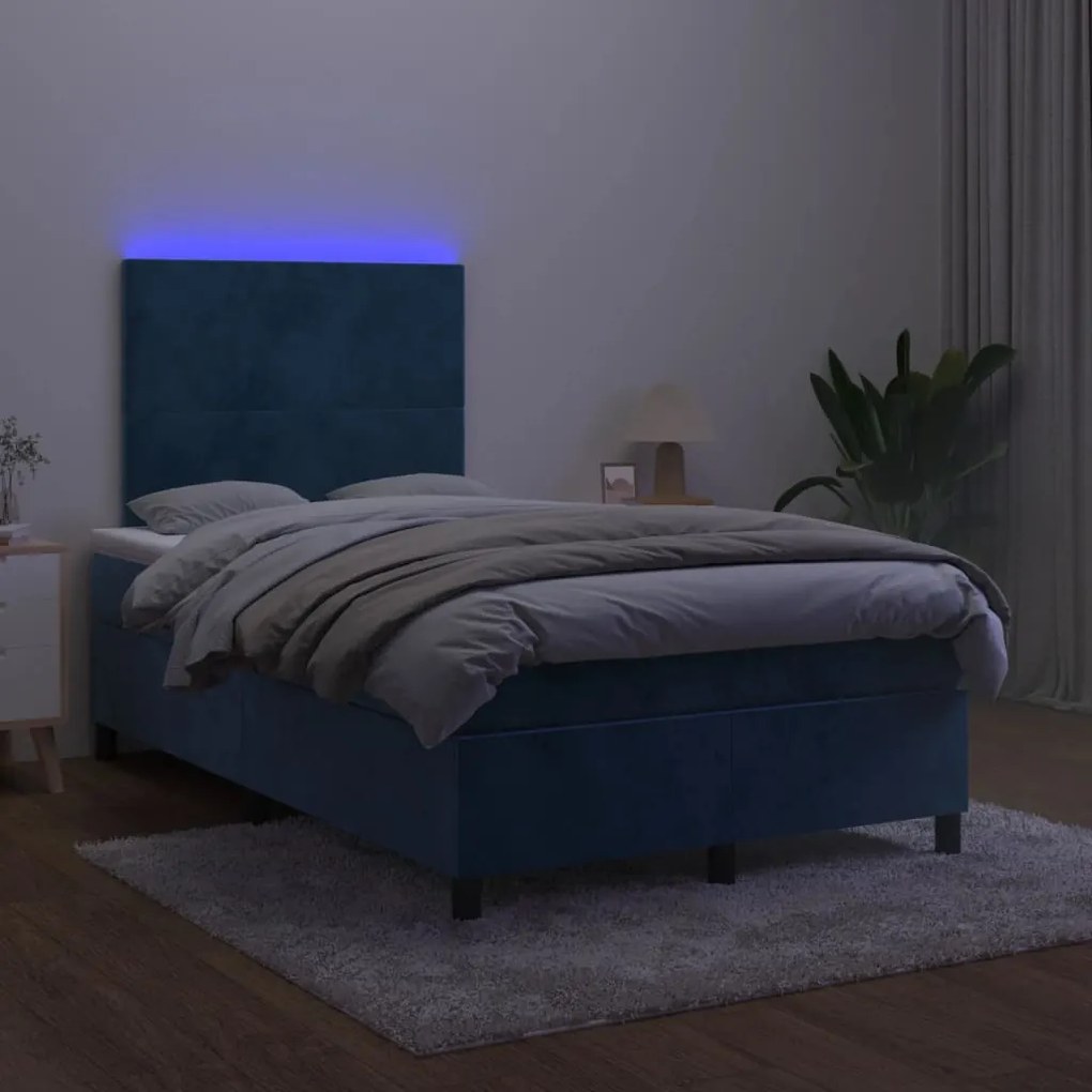 ΚΡΕΒΑΤΙ BOXSPRING ΜΕ ΣΤΡΩΜΑ &amp; LED ΣΚ. ΜΠΛΕ 120X200ΕΚ. ΒΕΛΟΥΔΙΝΟ 3135997