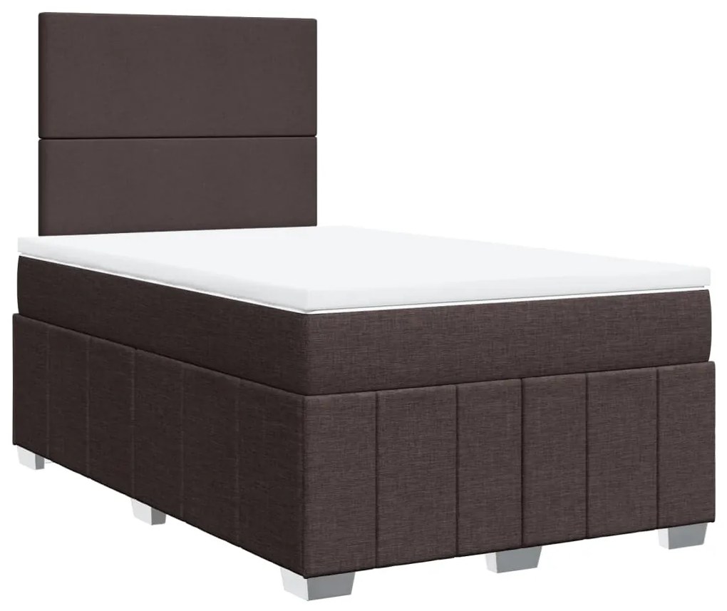 vidaXL Κρεβάτι Boxspring με Στρώμα Σκούρο Καφέ 120x200 εκ. Υφασμάτινο