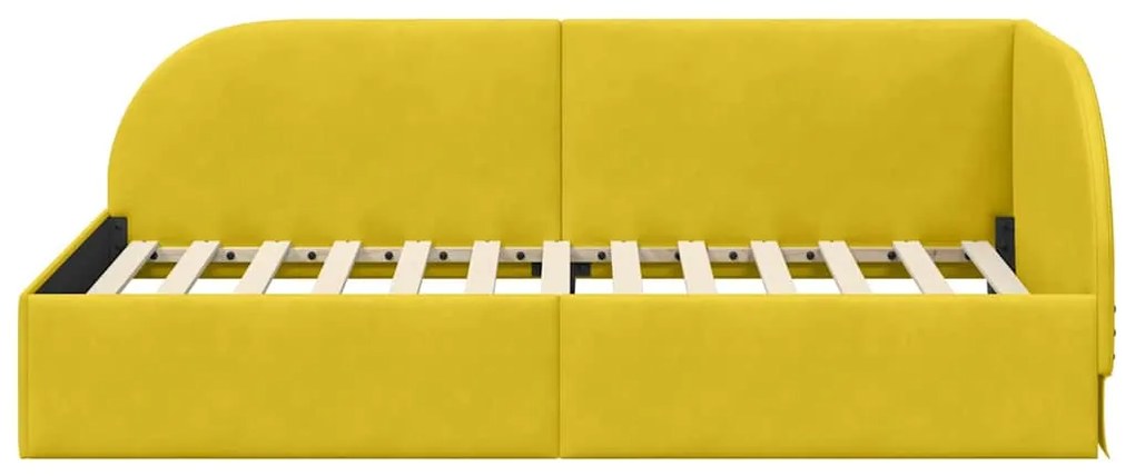 vidaXL Κρεβάτι Γωνίας με κεφαλάρι Κίτρινο 90 x 200 cm Βελούδο