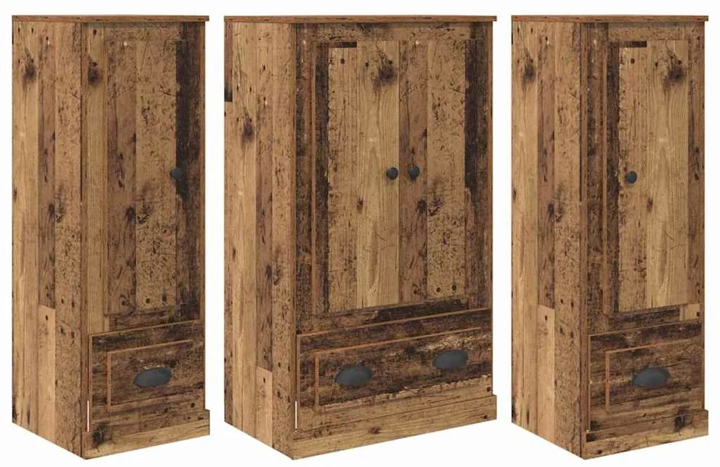 vidaXL Highboard με συρτάρι 3 pcs Παλιό Ξύλο Επεξεργασμένο ξύλο