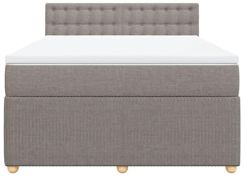 Κρεβάτι Boxspring με Στρώμα Taupe 140x200 εκ. Υφασμάτινο - Μπεζ-Γκρι