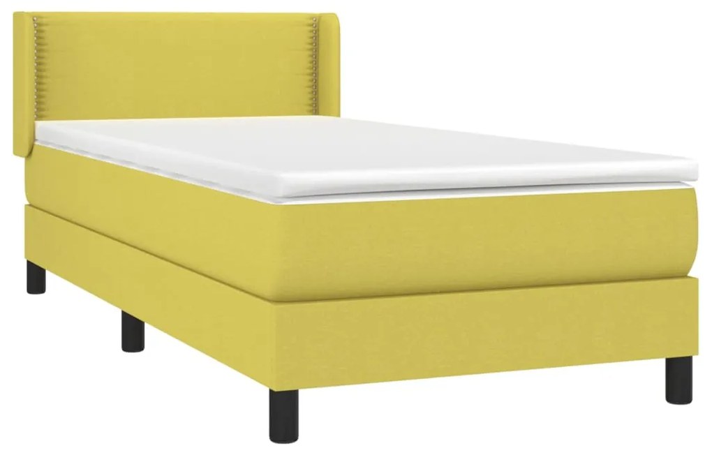 vidaXL Κρεβάτι Boxspring με Στρώμα Πράσινο 100 x 200 εκ. Υφασμάτινο