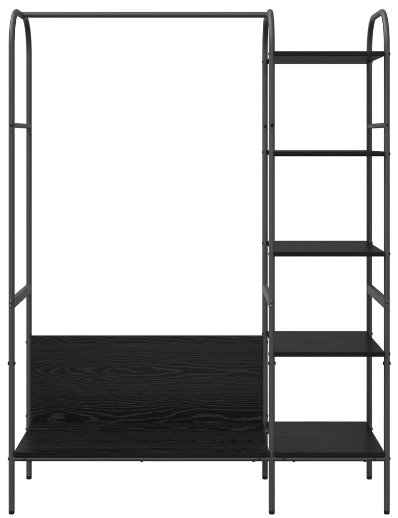 vidaXL Ράγα Ρούχων με Ράφια Μαύρης Δρύς 120x44x160 εκ. Επεξεργασμένο Ξύλο
