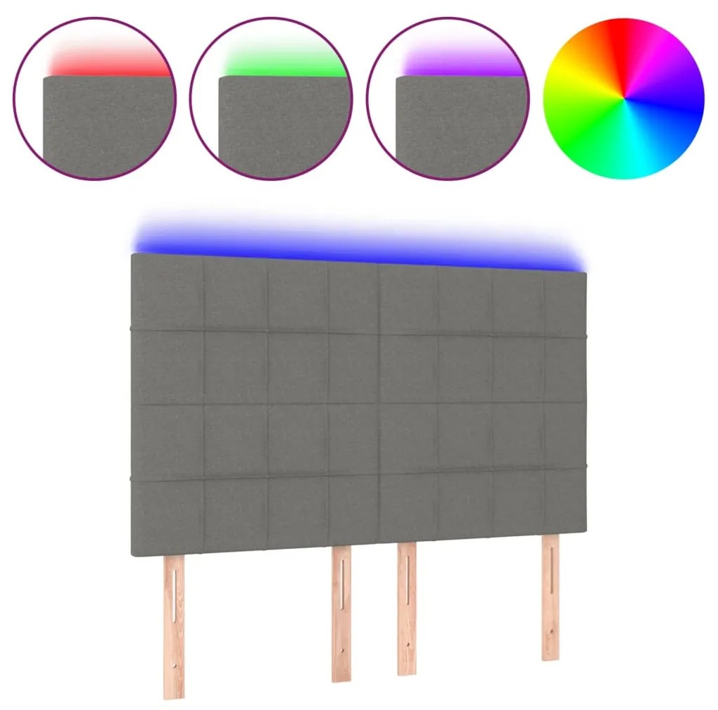 Κεφαλάρι Κρεβατιού LED Σκούρο Γκρι 144x5x118/128εκ. Υφασμάτινο 3122423