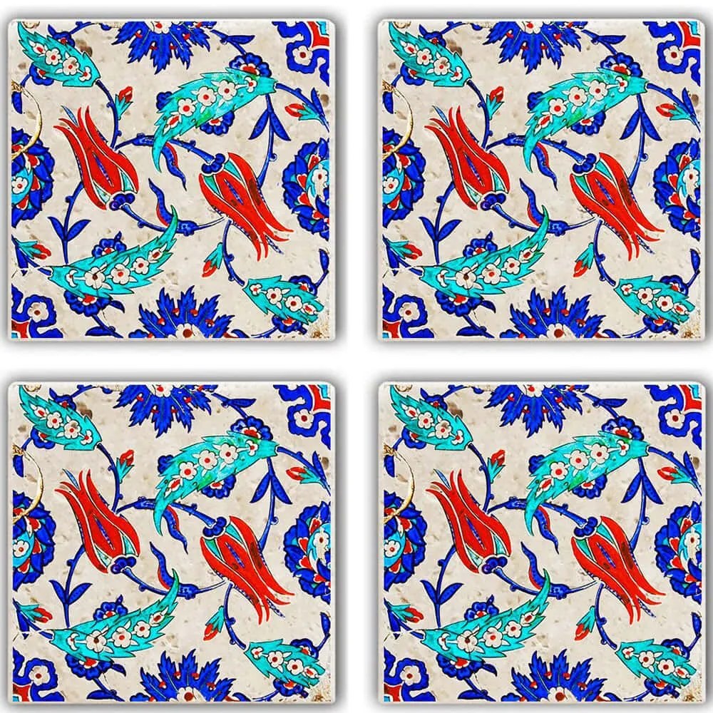 Σουβέρ (Σετ 4Τμχ) 366TYR1112 10x10x1cm Multi Hermia Πέτρα