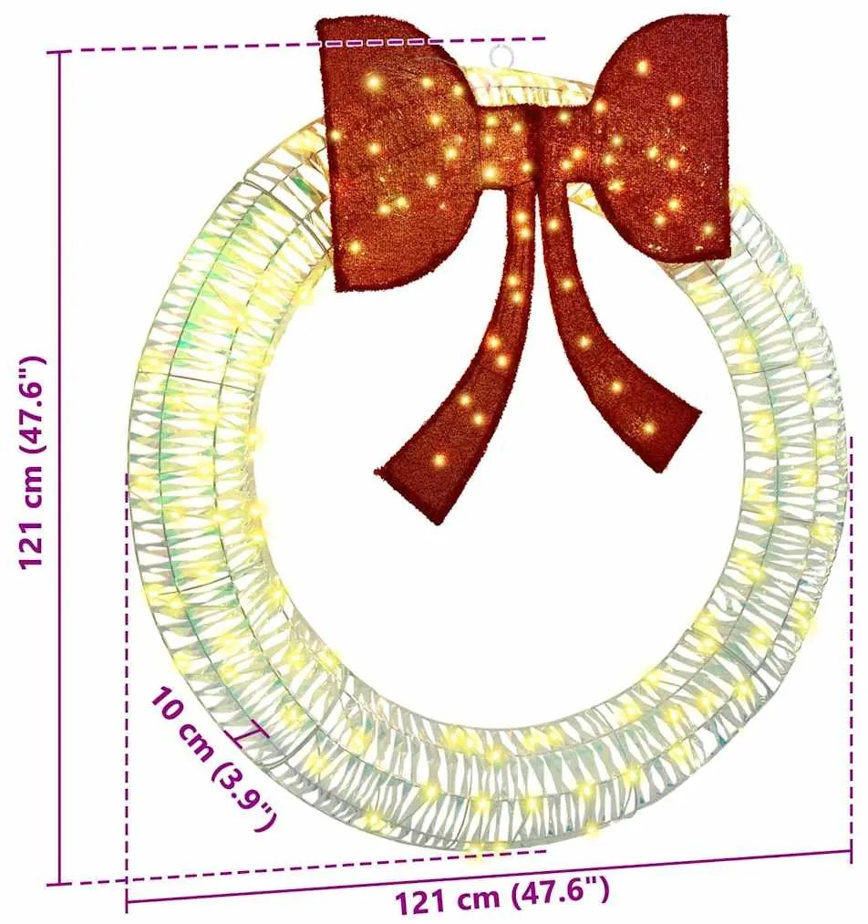 vidaXL Στεφάνι με 150 LED Θερμό λευκό 120 cm PET