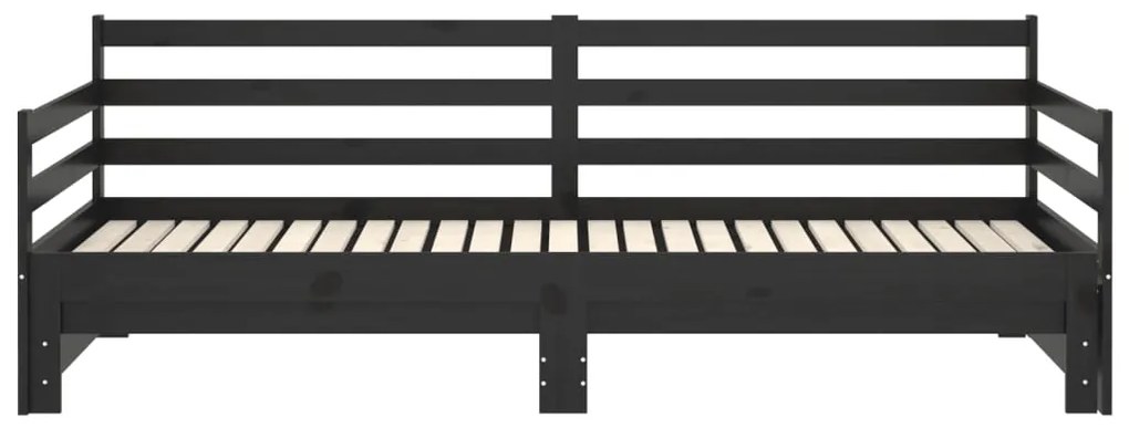 vidaXL Καναπές Κρεβάτι Μαύρος 2 x (90 x 200) εκ. από Μασίφ Ξύλο Πεύκου