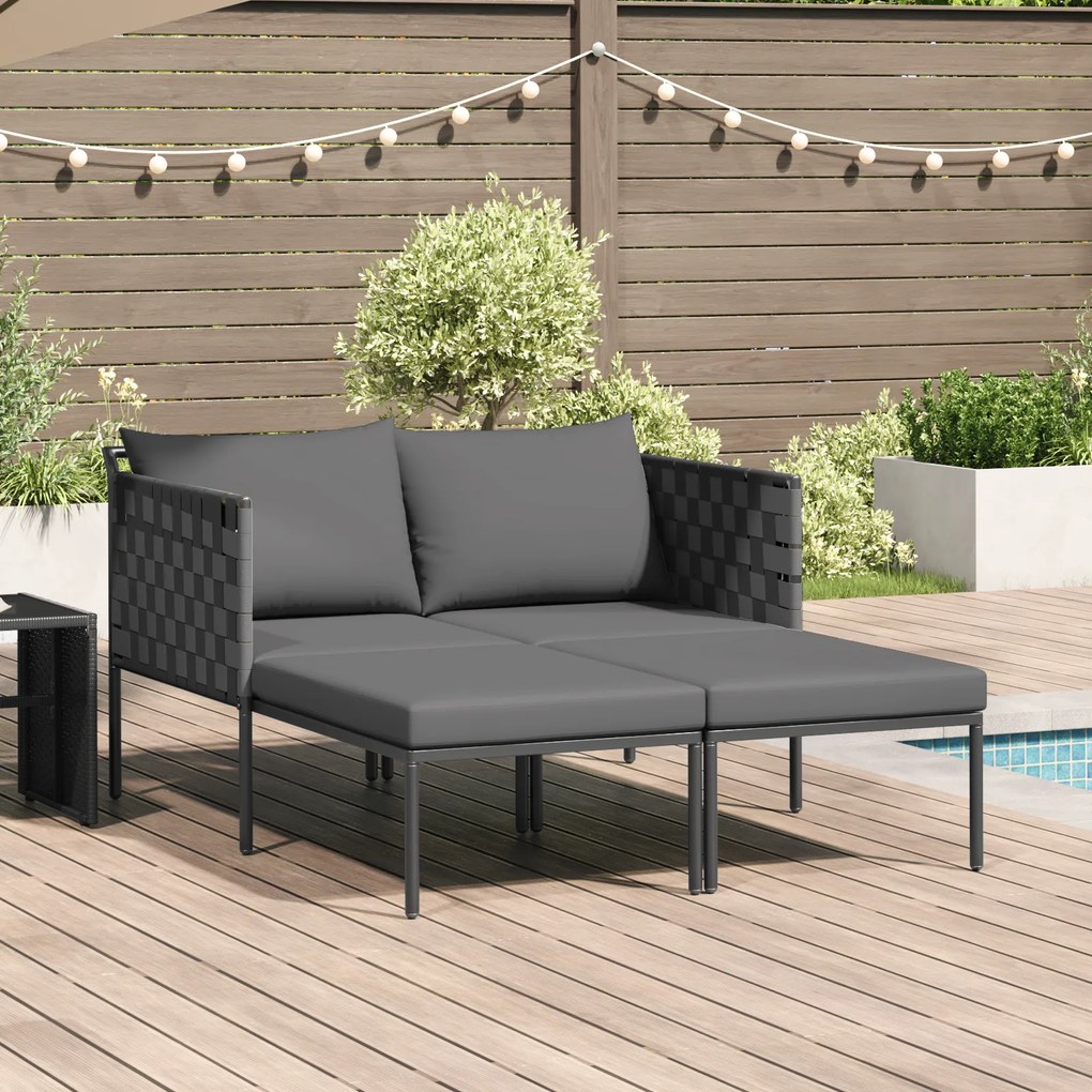 vidaXL Ήλιο-κρεβάτι με μαξιλάρι Ανθρακί 115 x 153 x 69.5 εκ. Ατσάλι