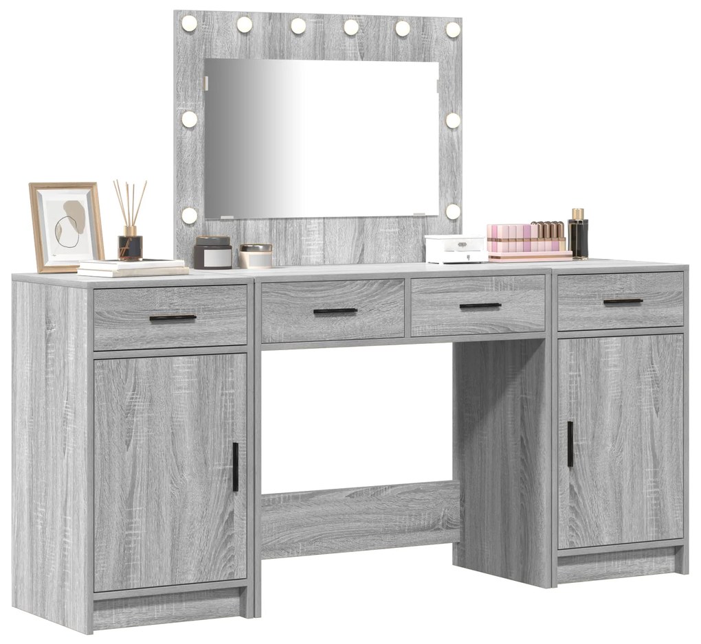 vidaXL Τραπέζι περιποίησης με συρτάρι 3 pcs Γκρι 40 x 41 x 75 εκ