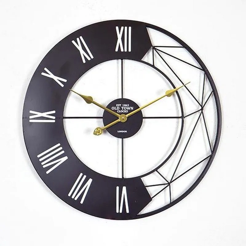 Ρολόι Τοίχου 753-10024 60x4.5x60cm Black-White-Gold Estheti Home Μέταλλο