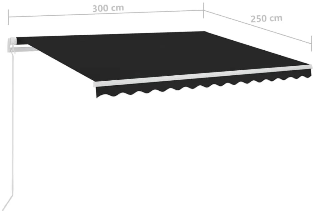 Τέντα Αυτόματη με LED και Αισθητήρα Ανέμου Ανθρακί 3 x 2,5 μ. - Ανθρακί