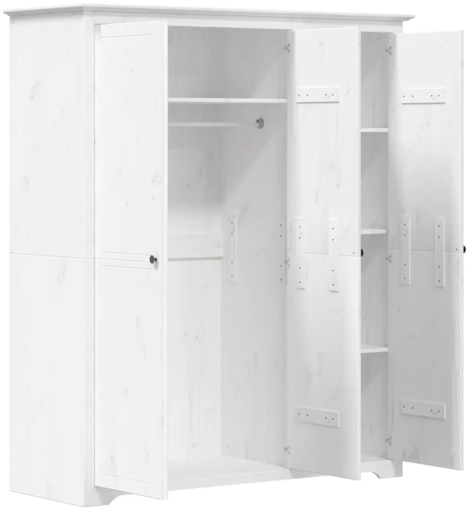 vidaXL Ντουλάπα BODO Λευκή 146x53,5x173 εκ. από Μασίφ Ξύλο Πεύκου