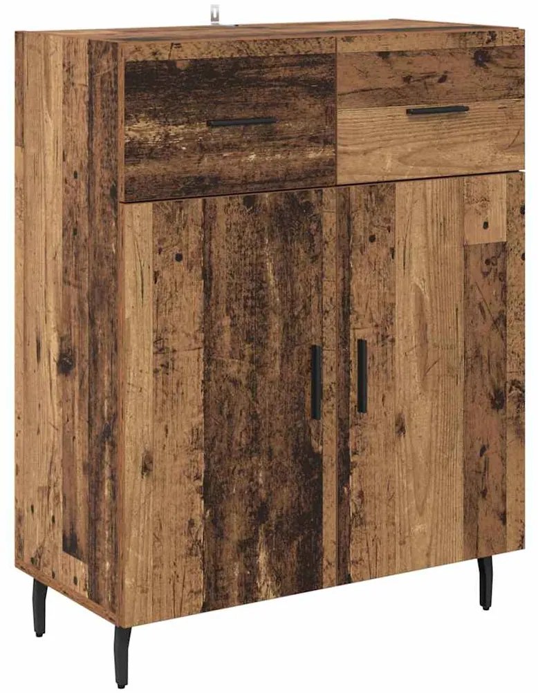 vidaXL Highboard με συρτάρι 2 pcs Παλιό Ξύλο Σύνθετο Ξύλο και Γυαλί