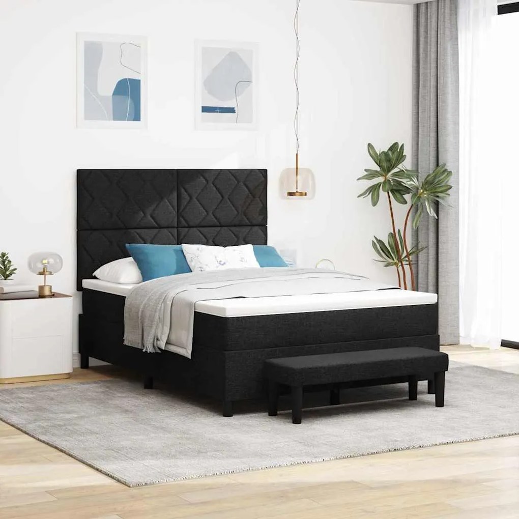 vidaXL Κρεβάτι με ελατήρια με στρώμα Μαύρο 140 x 200 cm ύφασμα