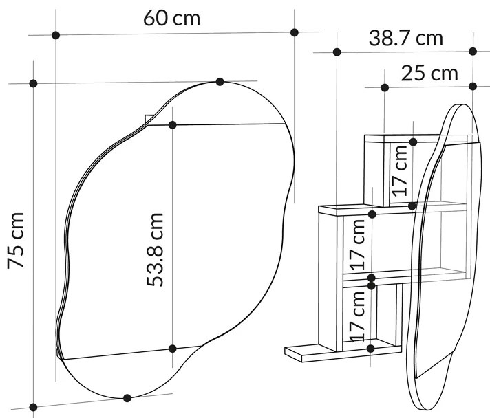 Καθρέπτης μπάνιου Cloud Megapap χρώμα λευκό 60x13x75εκ.
