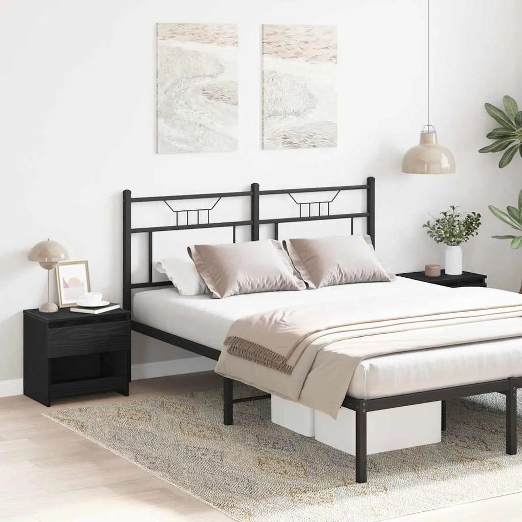 Κομοδίνο 2 pcs Μαύρη Οξυά 40 x 30 x 39 εκ Επεξεργασμένο ξύλο