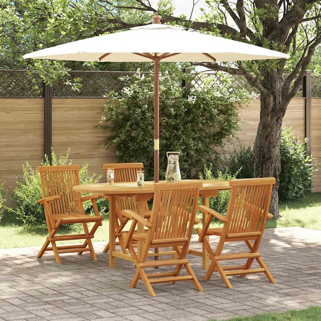 vidaXL Σέτ φαγητού για κήπο 5 pcs Καφέ 160 x 80 x 75 cm