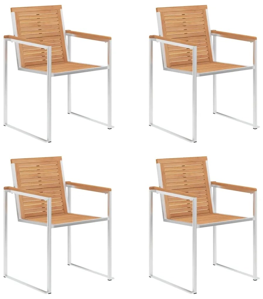 vidaXL Καρέκλες Κήπου 4 τεμ. από Μασίφ Ξύλο Teak με Μαξιλάρια