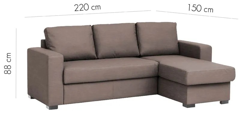 ALDO CRISTIANO ΚΑΝΑΠΕΣ ΚΡΕΒΑΤΙ ΓΩΝΙΑ ΑΝΑΣΤΡΕΨΙΜΗ TAUPE R461 220x150xH88cm - 01-2705