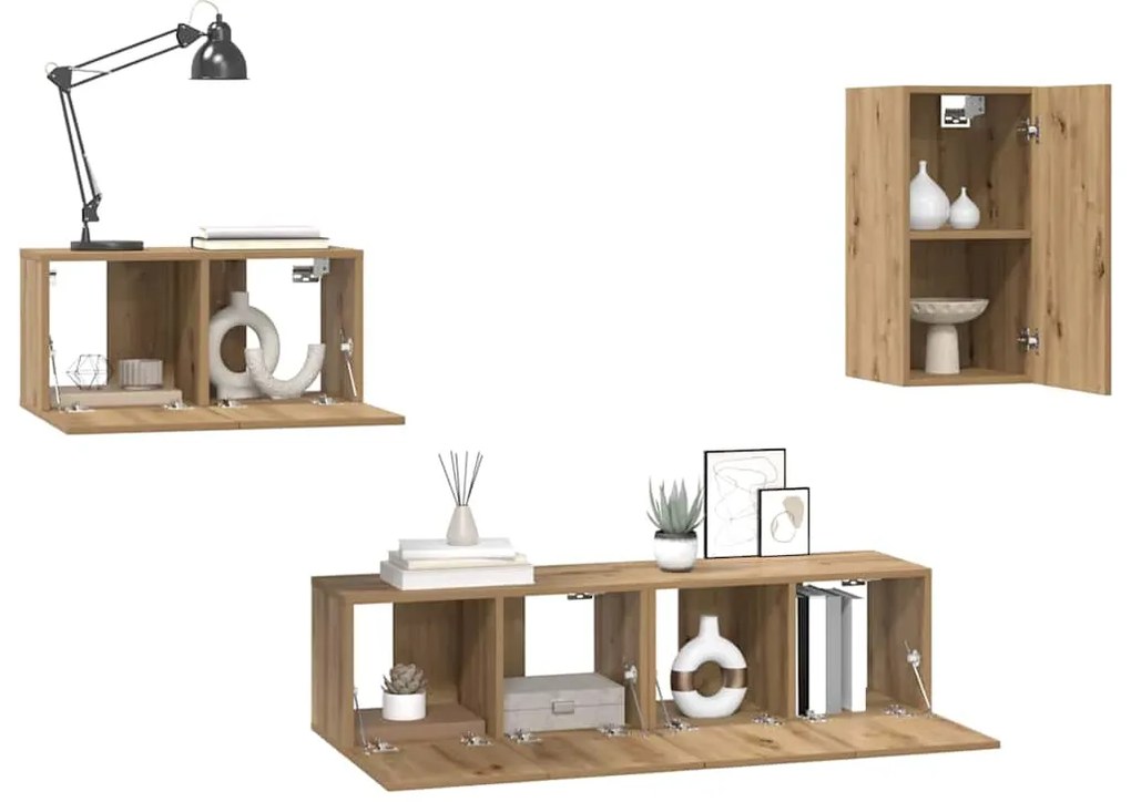 vidaXL Σετ επίπλου τηλεόρασης 4 pcs artisan δρυς 30.5 x 30 x 60 εκ.