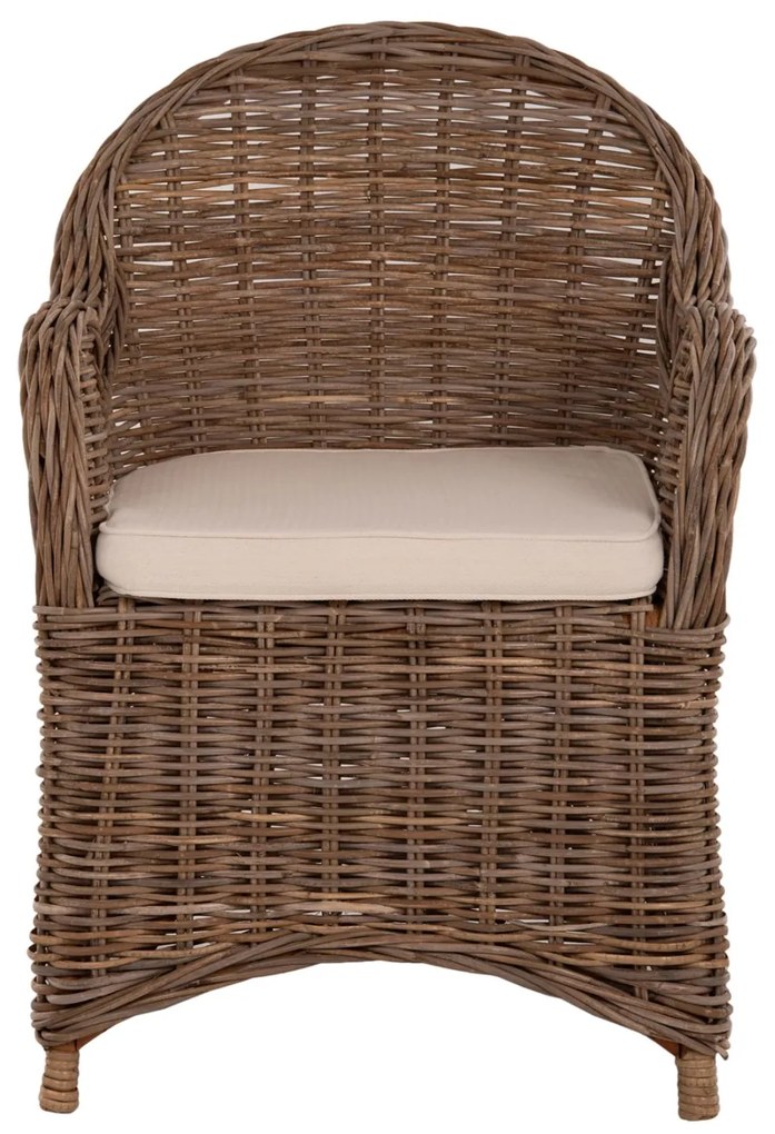 Καρέκλα - Πολυθρόνα KEYLA C9536 Καφέ Rattan με Εκρού Μαξιλάρι 63x65x87Υεκ. 63x65x87 εκ.
