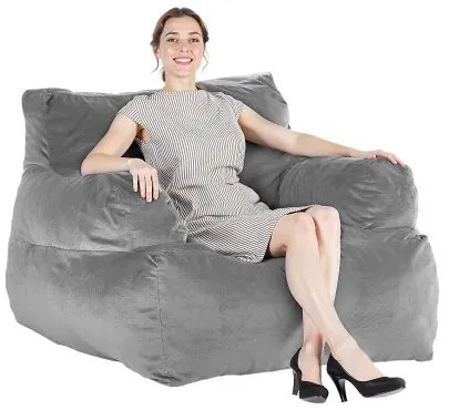 VEVOR Bean Bag Chair BeanBag Sofa Chair with Armrests for Adults Plush Grey