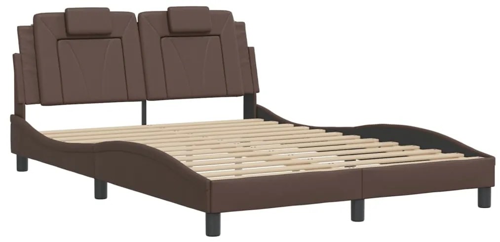 vidaXL Σκελετός Κρεβατιού Viana Χωρίς Στρώμα Καφέ 140x190 εκ. Συνθετικό Δέρμα