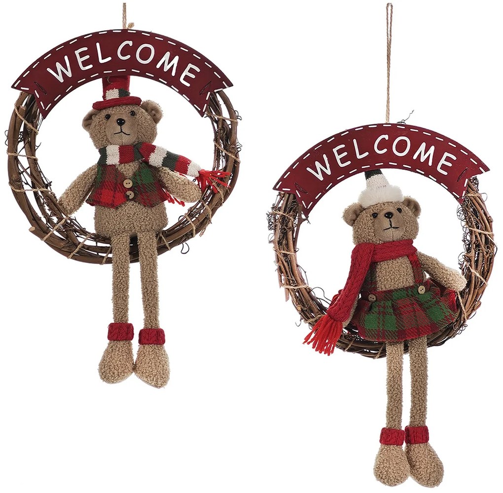 Χριστουγεννιάτικο Κρεμαστό Διακοσμητικό Αρκούδα 30cm Σε 2 Σχέδια