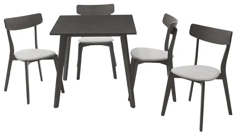 Tραπεζαρία Benson - Toto pakoworld σετ 5τμχ rustic grey - ύφασμα grey 80x80x75εκ (1 τεμάχια)