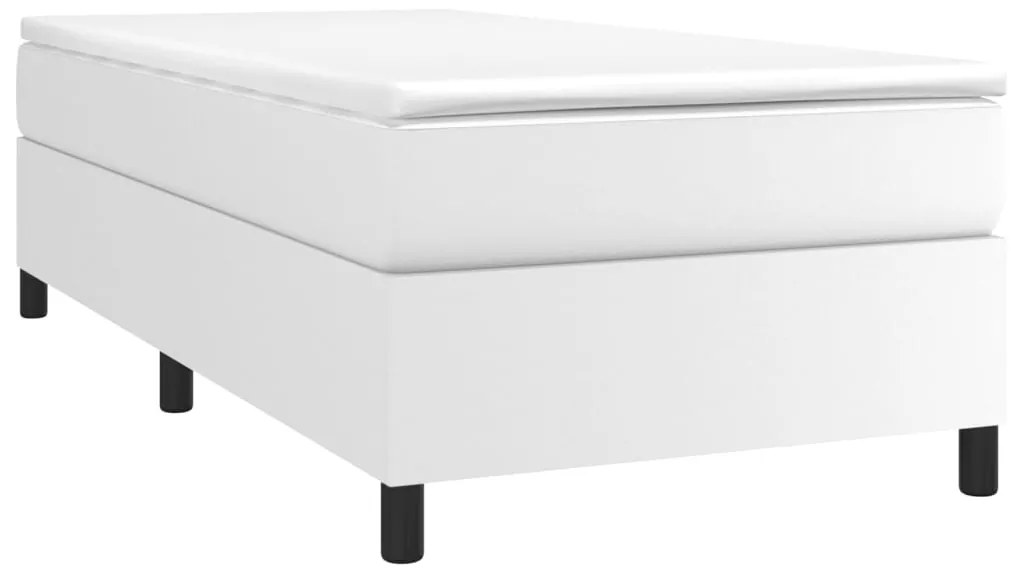 vidaXL Κρεβάτι Boxspring με Στρώμα Λευκό 80 x 200 εκ. Συνθετικό Δέρμα