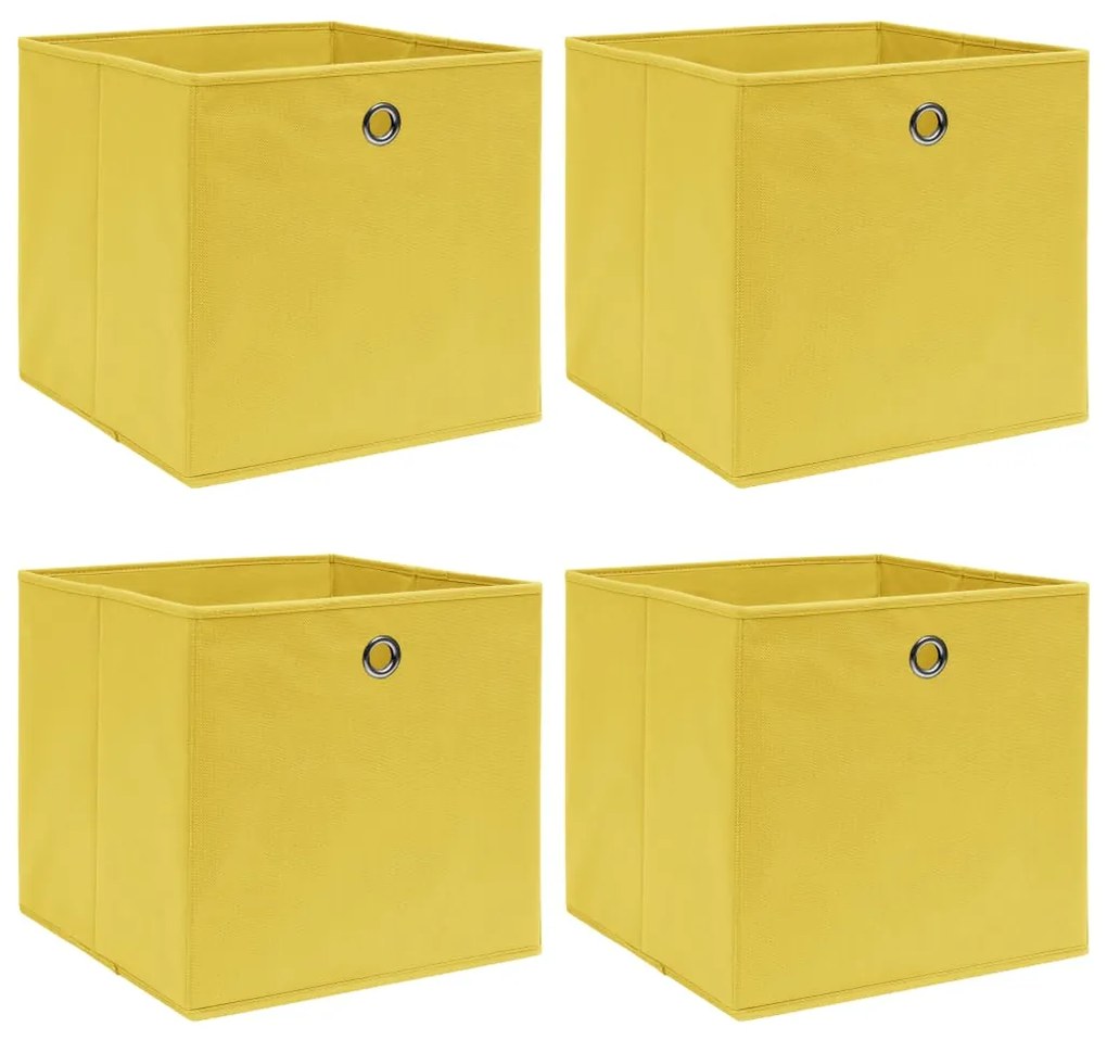 vidaXL Κουτιά Αποθήκευσης 4 τεμ. Κίτρινα 32 x 32 x 32 εκ. Υφασμάτινα