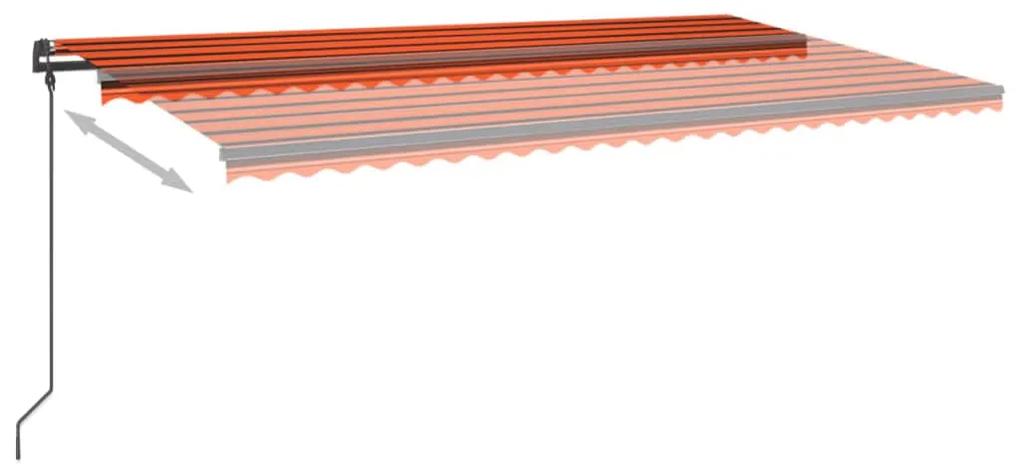 vidaXL Τέντα Συρόμενη Αυτόματη με Στύλους Πορτοκαλί/Καφέ 6 x 3,5 μ.