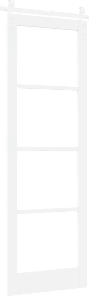 vidaXL Συρόμενη Πόρτα με Σετ Υλικών "ORKDAL" Λευκό Στερεό Ξύλο & Γυαλί