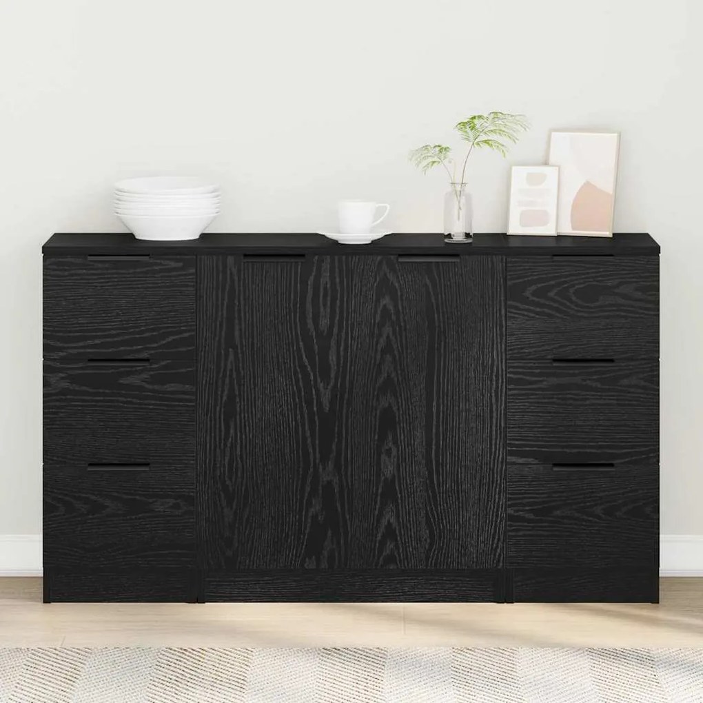 vidaXL Πλαϊνό γραφείο με συρτάρι 3 pcs Μαύρη δρυς 121 x 30 x 70 εκ.